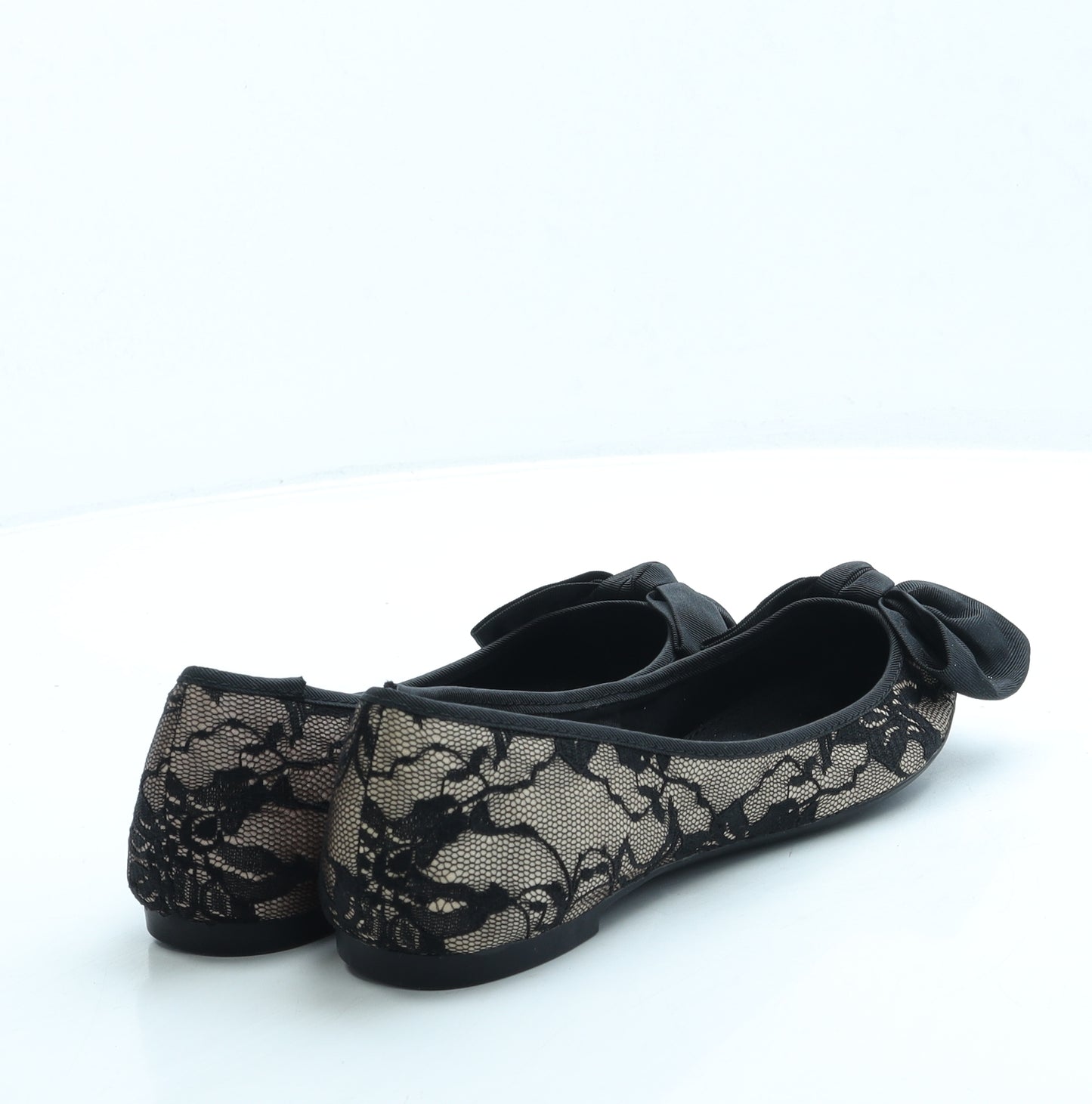 Miss KG Womens Black Floral Polyester Ballet Flat UK 6 39