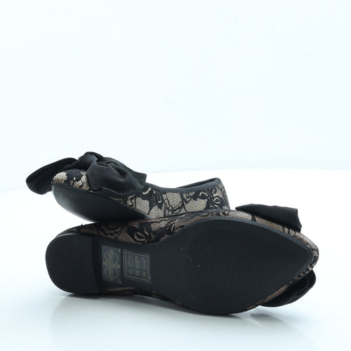 Miss KG Womens Black Floral Polyester Ballet Flat UK 6 39