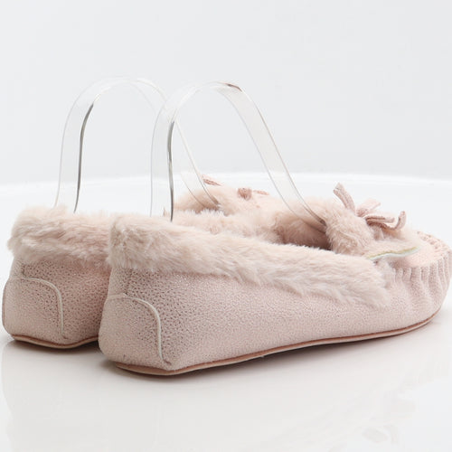 Preworn Womens Pink Spotted Polyester Moccasin Slipper UK