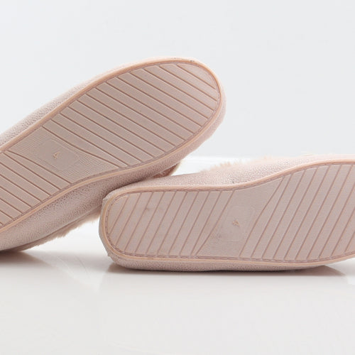 Preworn Womens Pink Spotted Polyester Moccasin Slipper UK