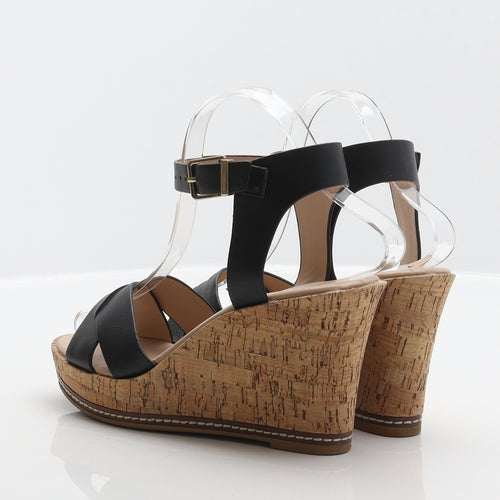 F&F Womens Black Synthetic Strappy Heel UK 3 36