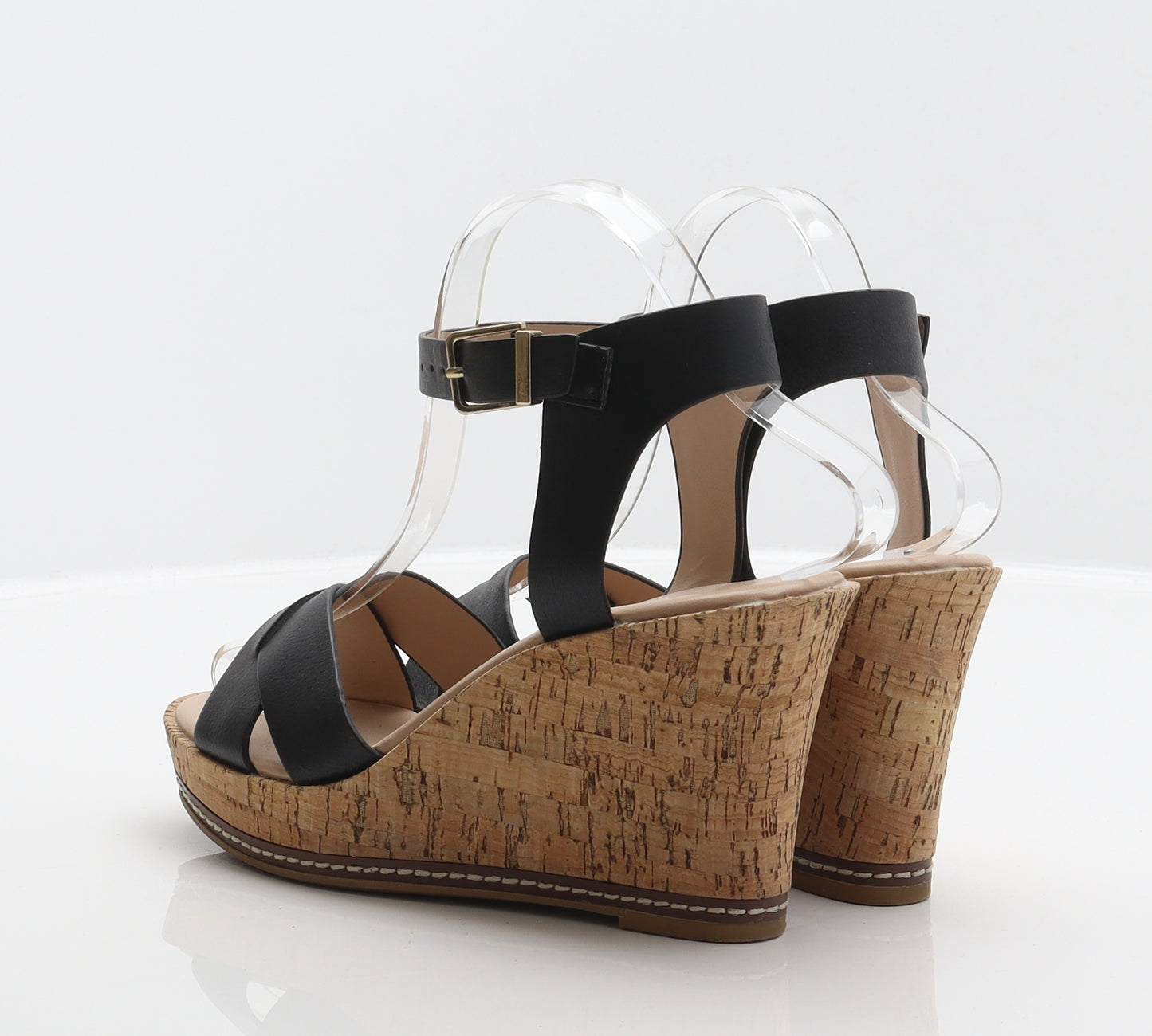 F&F Womens Black Synthetic Strappy Heel UK 3 36