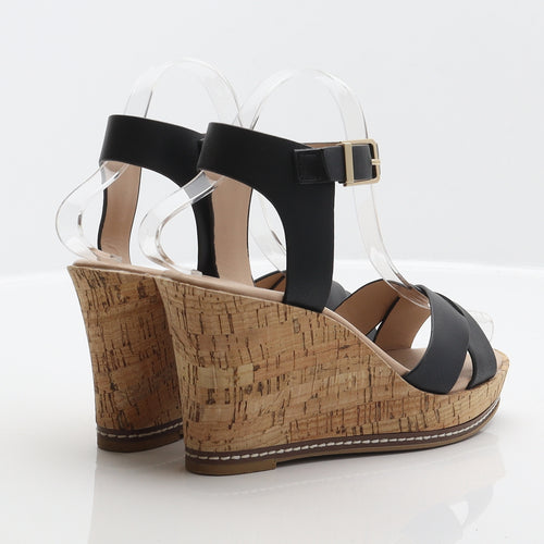 F&F Womens Black Synthetic Strappy Heel UK 3 36