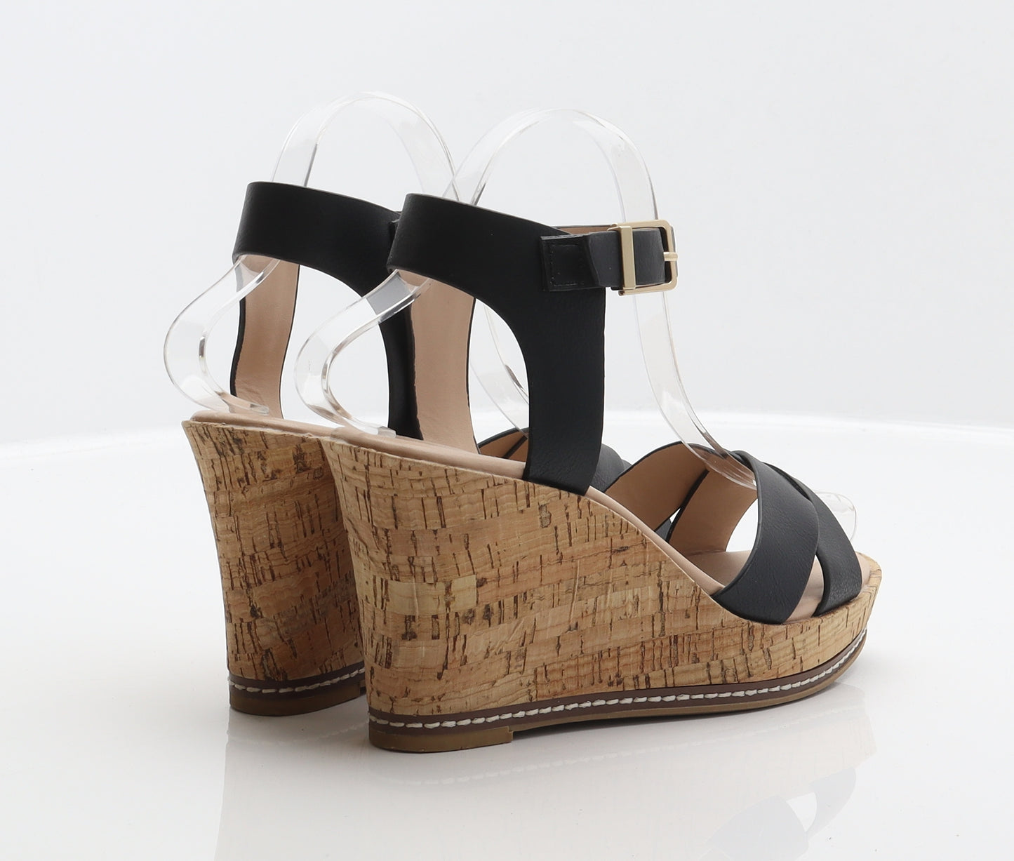 F&F Womens Black Synthetic Strappy Heel UK 3 36