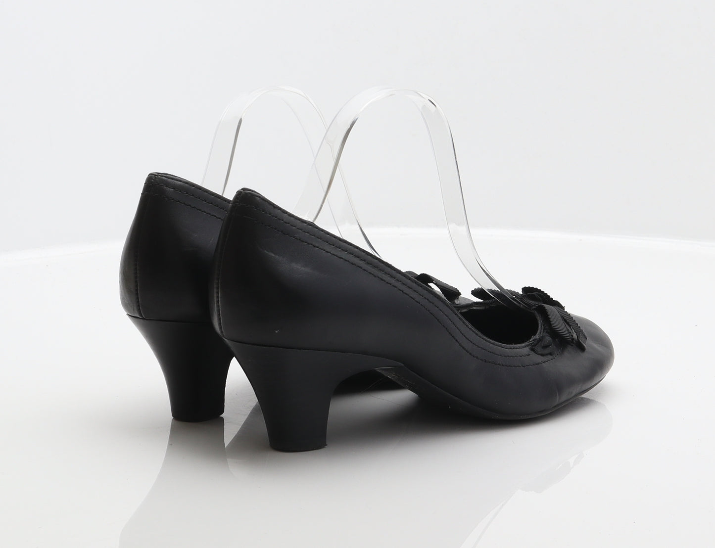 Clarks Womens Black Leather Court Heel UK 6