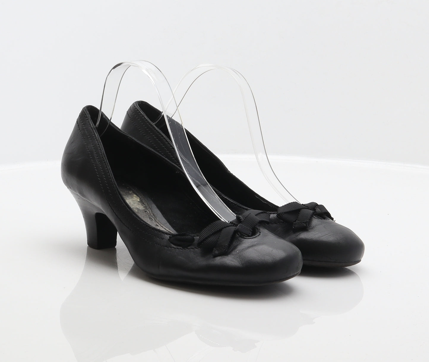 Clarks Womens Black Leather Court Heel UK 6