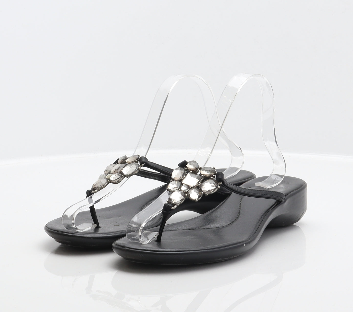 Pavacini Womens Black Leather Thong Sandal UK 6.5 40