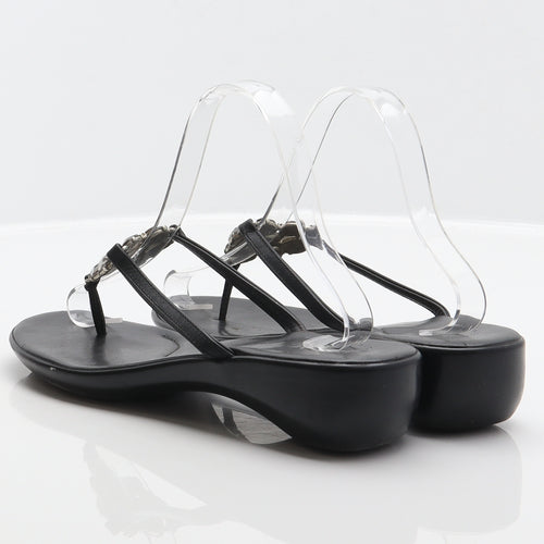 Pavacini Womens Black Leather Thong Sandal UK 6.5 40