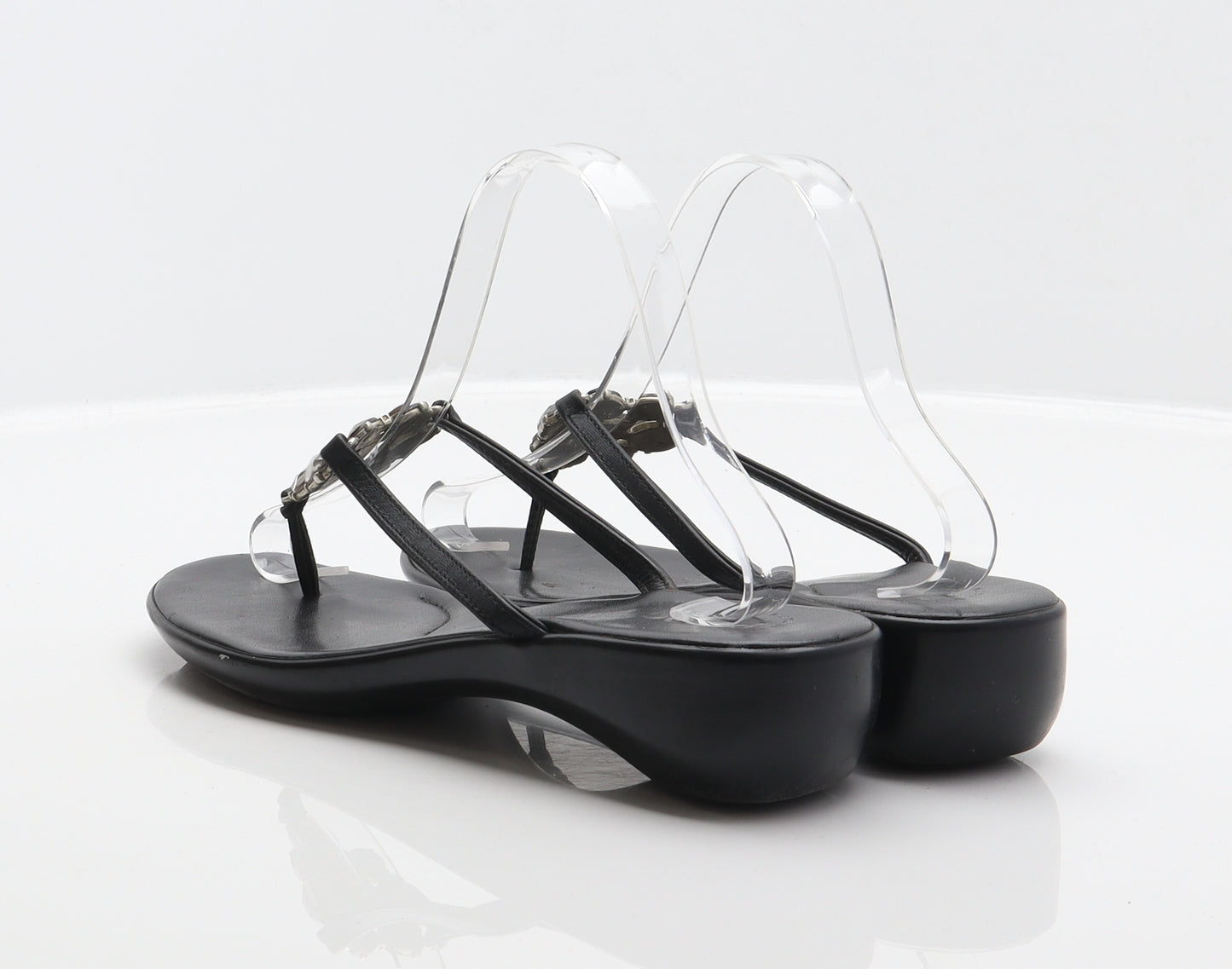 Pavacini Womens Black Leather Thong Sandal UK 6.5 40