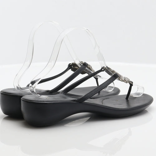 Pavacini Womens Black Leather Thong Sandal UK 6.5 40