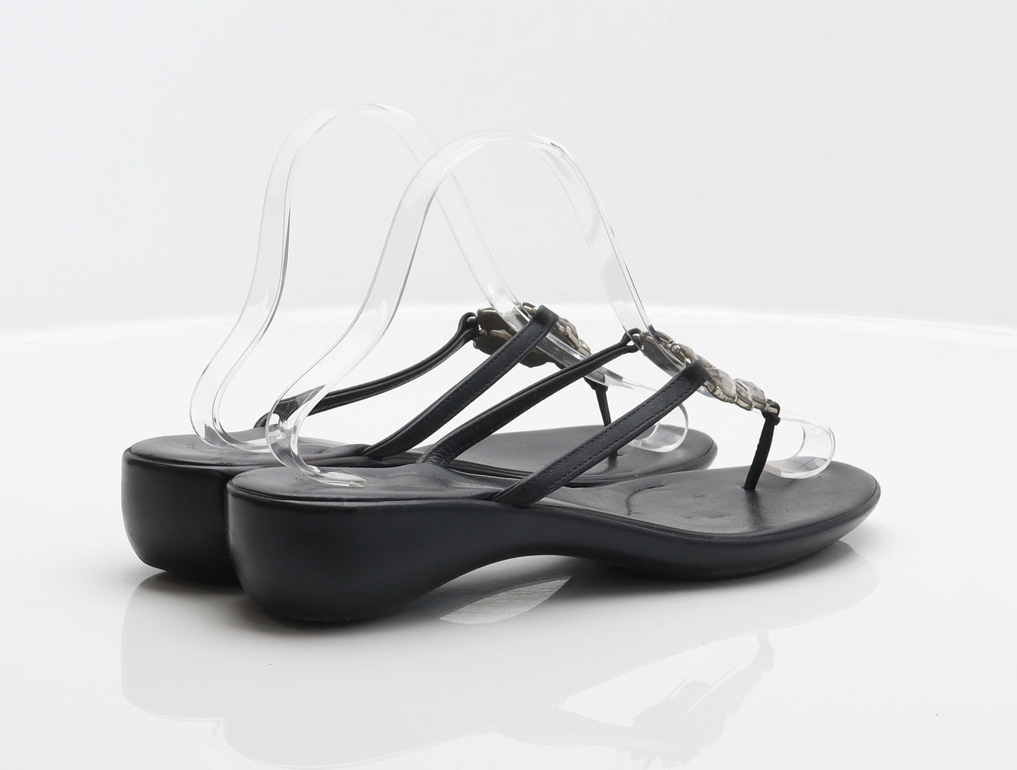 Pavacini Womens Black Leather Thong Sandal UK 6.5 40