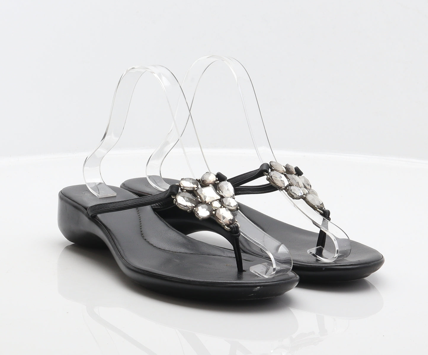 Pavacini Womens Black Leather Thong Sandal UK 6.5 40