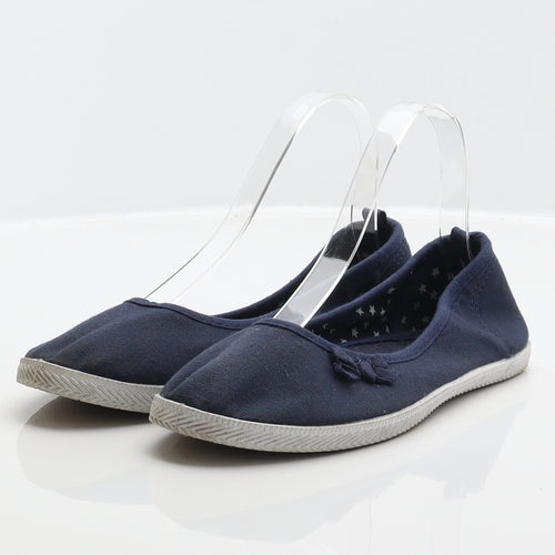 Atmopshere Womens Blue Fabric Slip On Flat UK 5 38