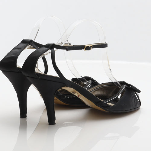 Marian Womens Black Polyester Strappy Heel UK 6.5 40 - Swarovski crystals