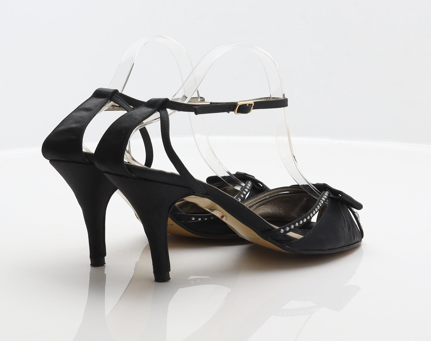 Marian Womens Black Polyester Strappy Heel UK 6.5 40 - Swarovski crystals