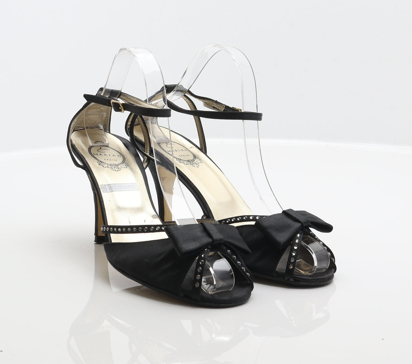 Marian Womens Black Polyester Strappy Heel UK 6.5 40 - Swarovski crystals