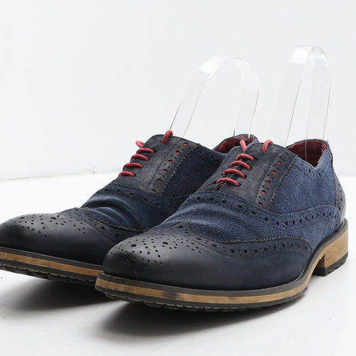 Justin Reece Mens Blue Leather Brogue Dress UK 7 41