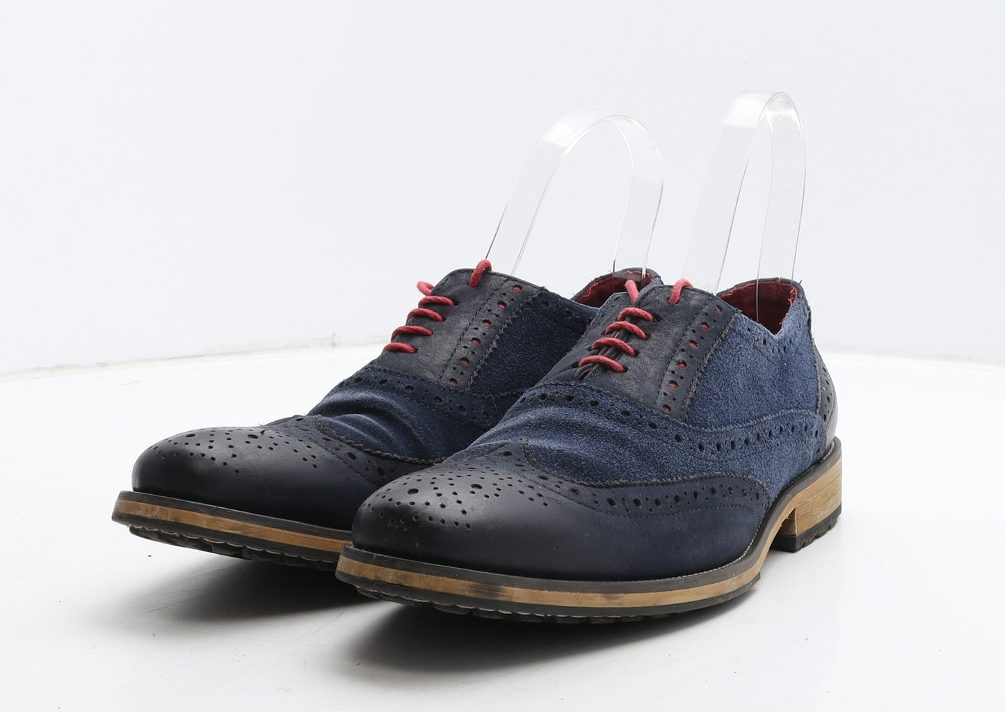 Justin Reece Mens Blue Leather Brogue Dress UK 7 41