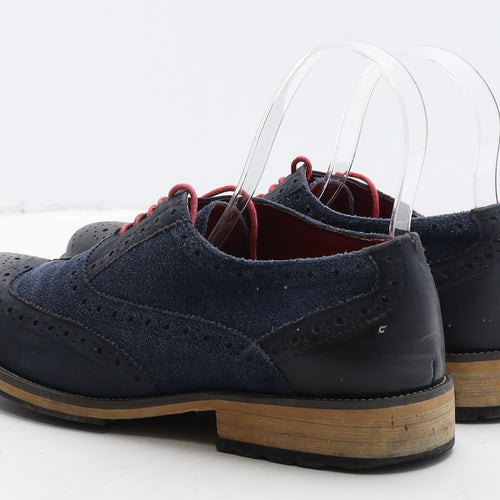 Justin Reece Mens Blue Leather Brogue Dress UK 7 41
