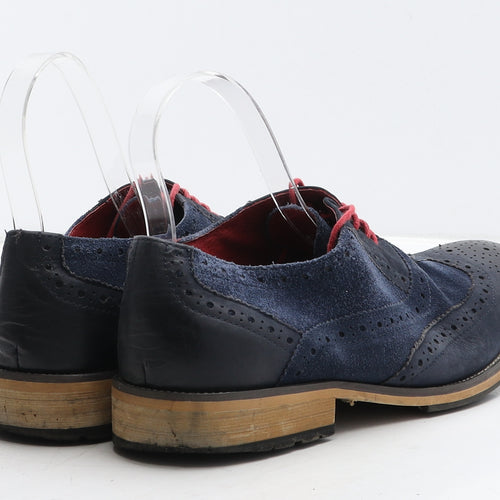Justin Reece Mens Blue Leather Brogue Dress UK 7 41