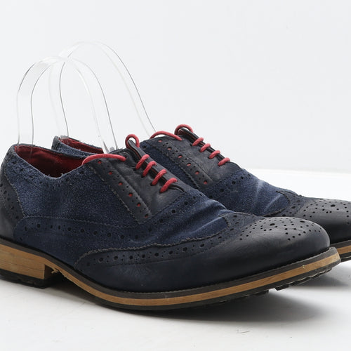 Justin Reece Mens Blue Leather Brogue Dress UK 7 41