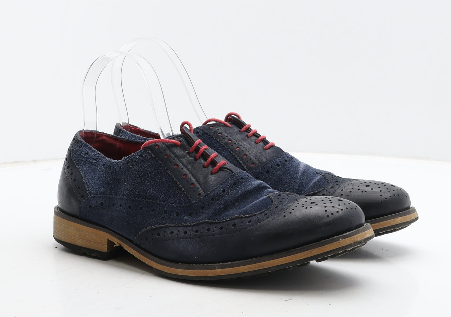 Justin Reece Mens Blue Leather Brogue Dress UK 7 41