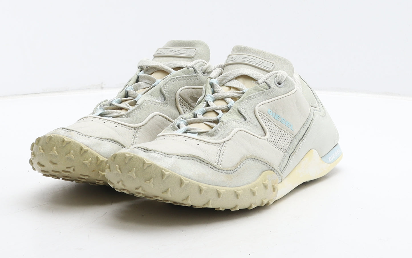 Diesel Womens Grey Colourblock Leather Trainer UK 6 39