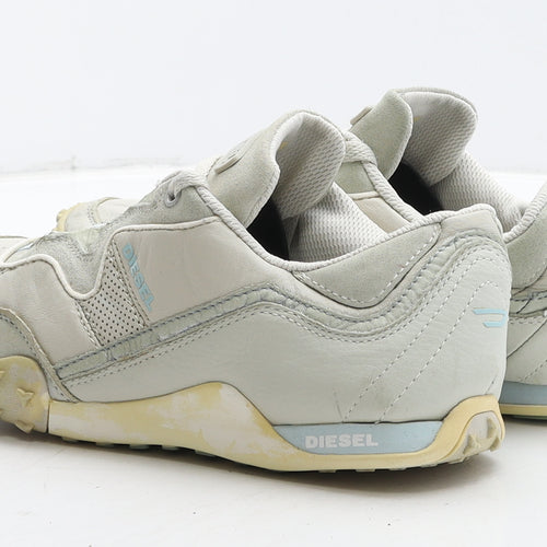 Diesel Womens Grey Colourblock Leather Trainer UK 6 39