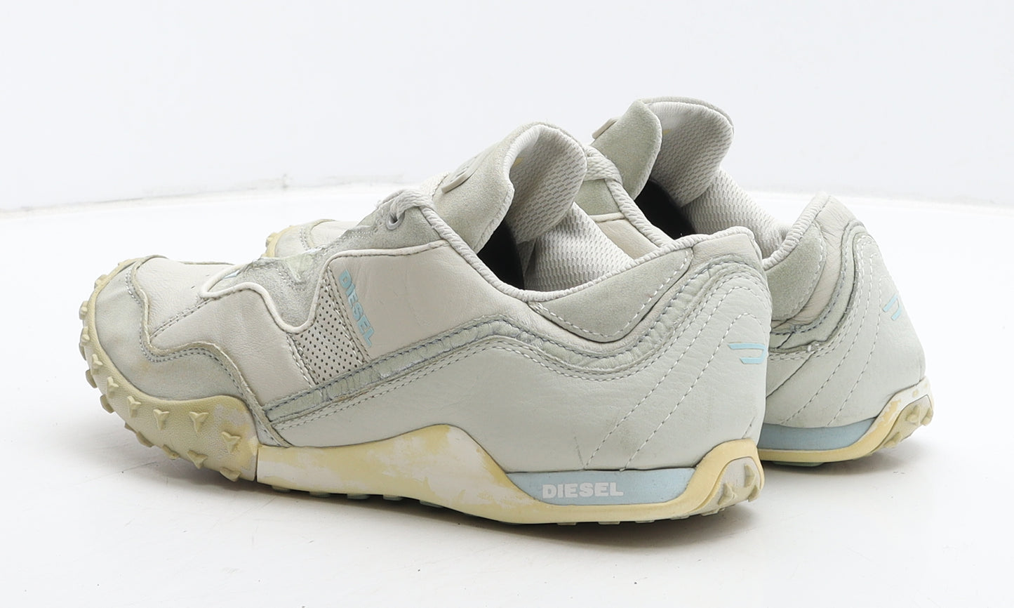 Diesel Womens Grey Colourblock Leather Trainer UK 6 39