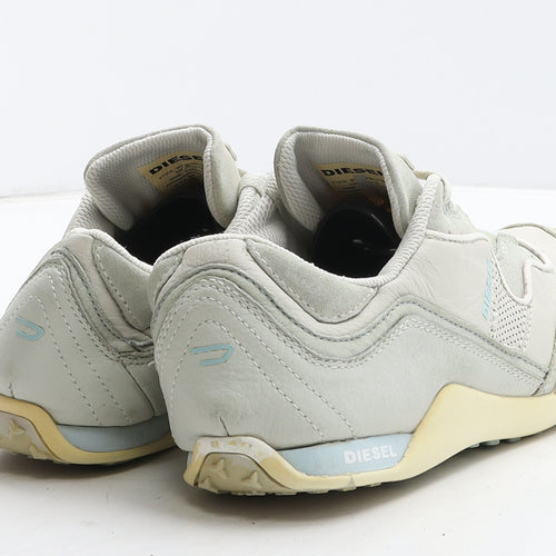 Diesel Womens Grey Colourblock Leather Trainer UK 6 39