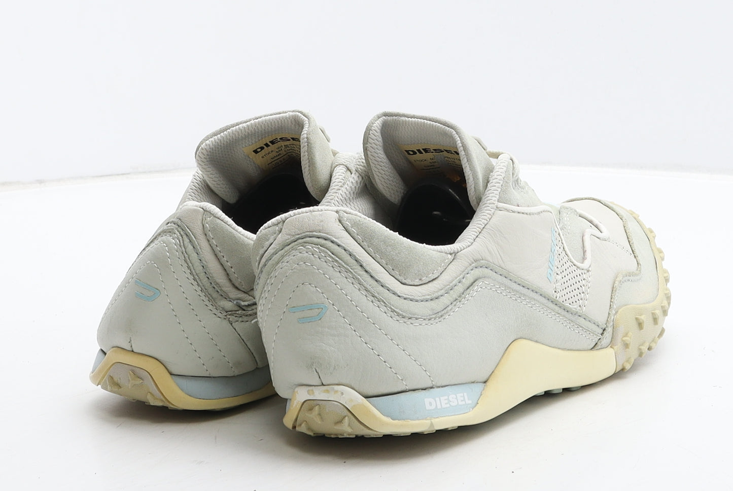 Diesel Womens Grey Colourblock Leather Trainer UK 6 39