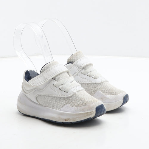 F&F Boys White Fabric Trainer UK 5 22