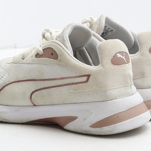 PUMA Womens Beige Geometric Fabric Trainer UK 4.5 37.5
