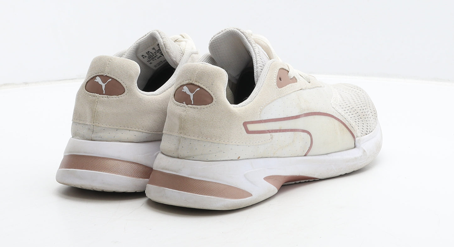 PUMA Womens Beige Geometric Fabric Trainer UK 4.5 37.5