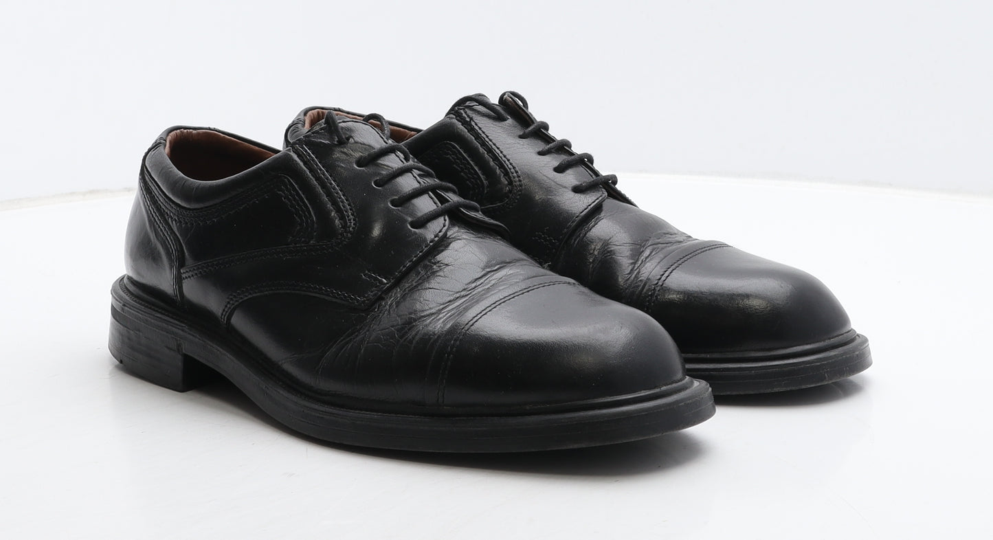 Oaktrak Mens Black Leather Oxford Dress UK 9