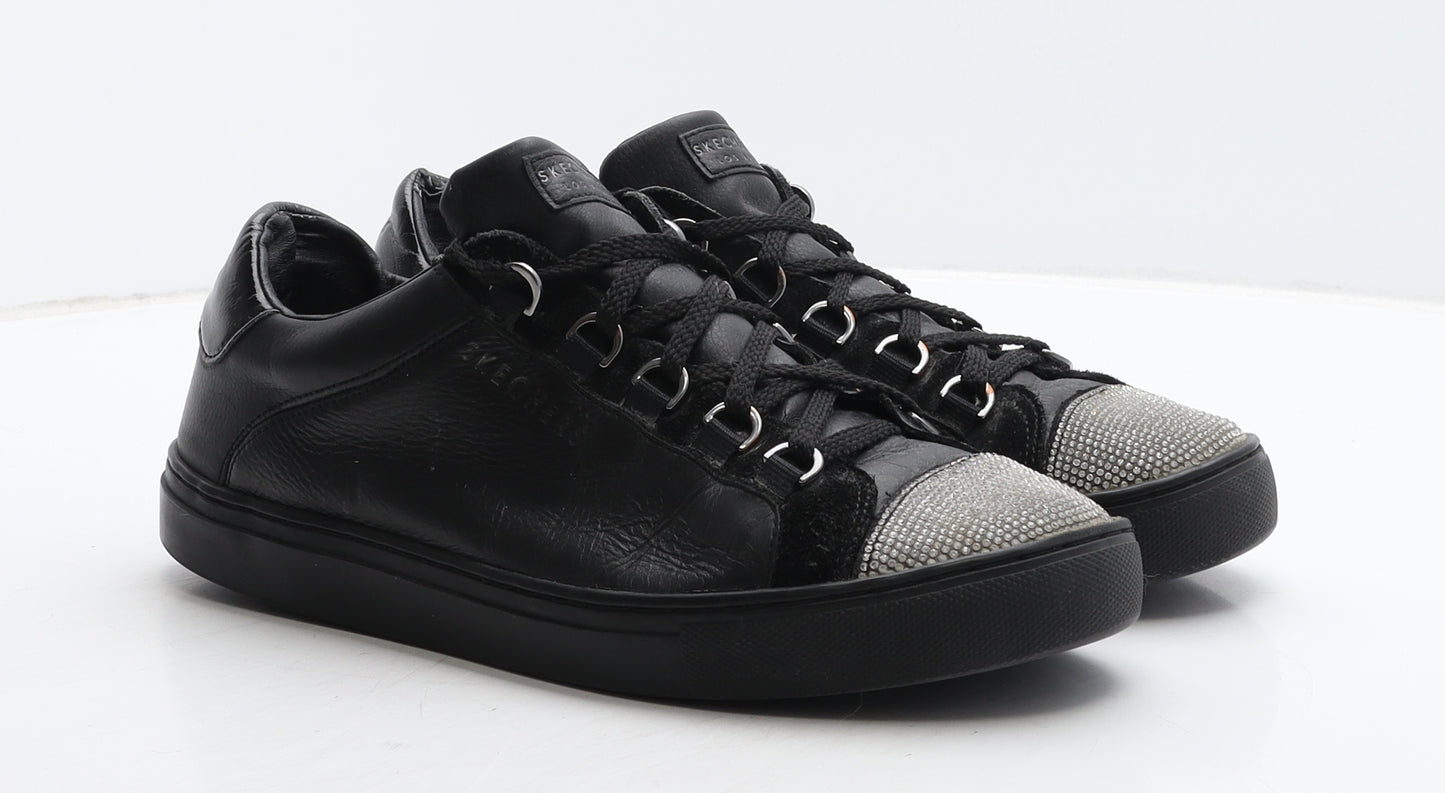 Skechers Womens Black Leather Trainer Casual UK 7 40
