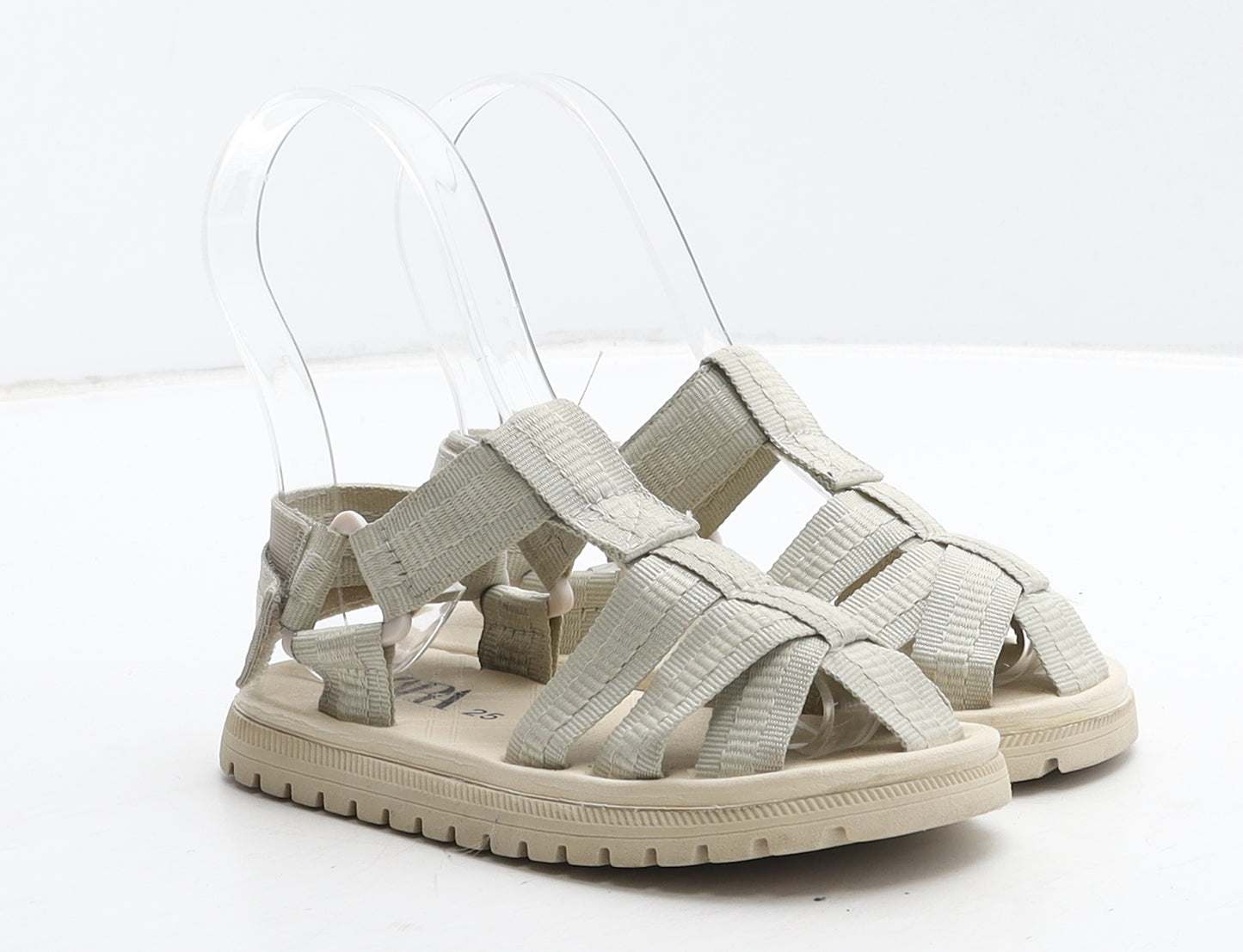 Zara Girls Ivory Fabric Trainer Sandal UK 7.5 25