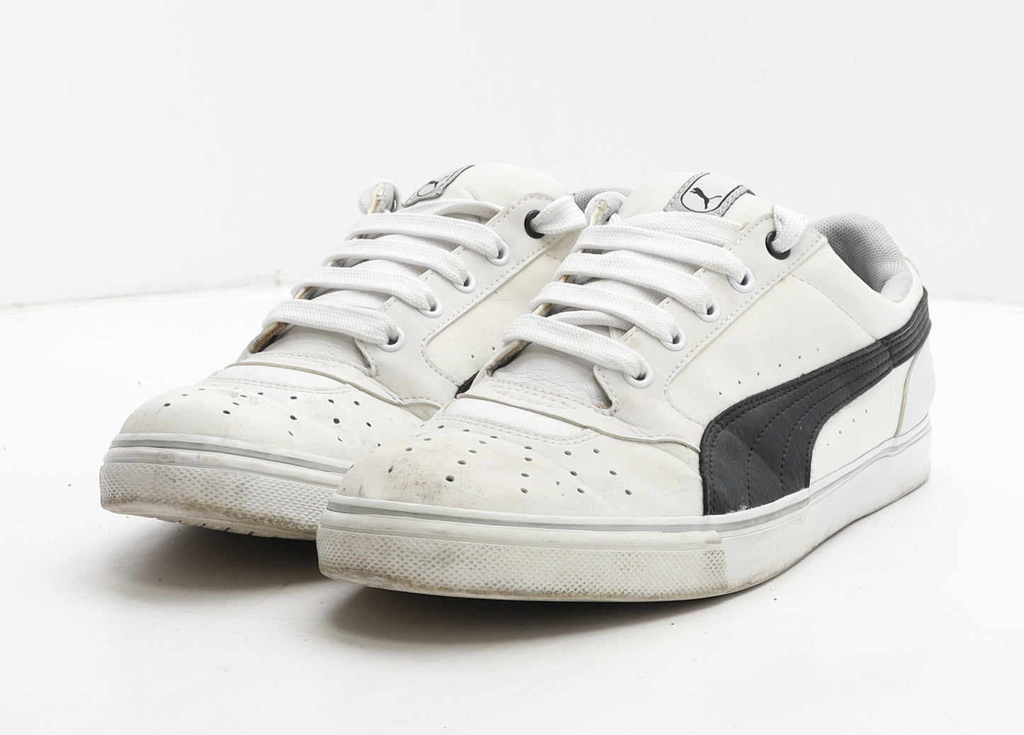 PUMA Mens White Geometric Leather Trainer UK 9.5 44