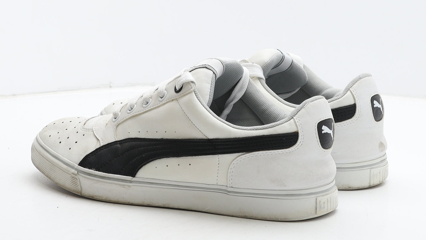 PUMA Mens White Geometric Leather Trainer UK 9.5 44