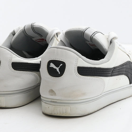 PUMA Mens White Geometric Leather Trainer UK 9.5 44