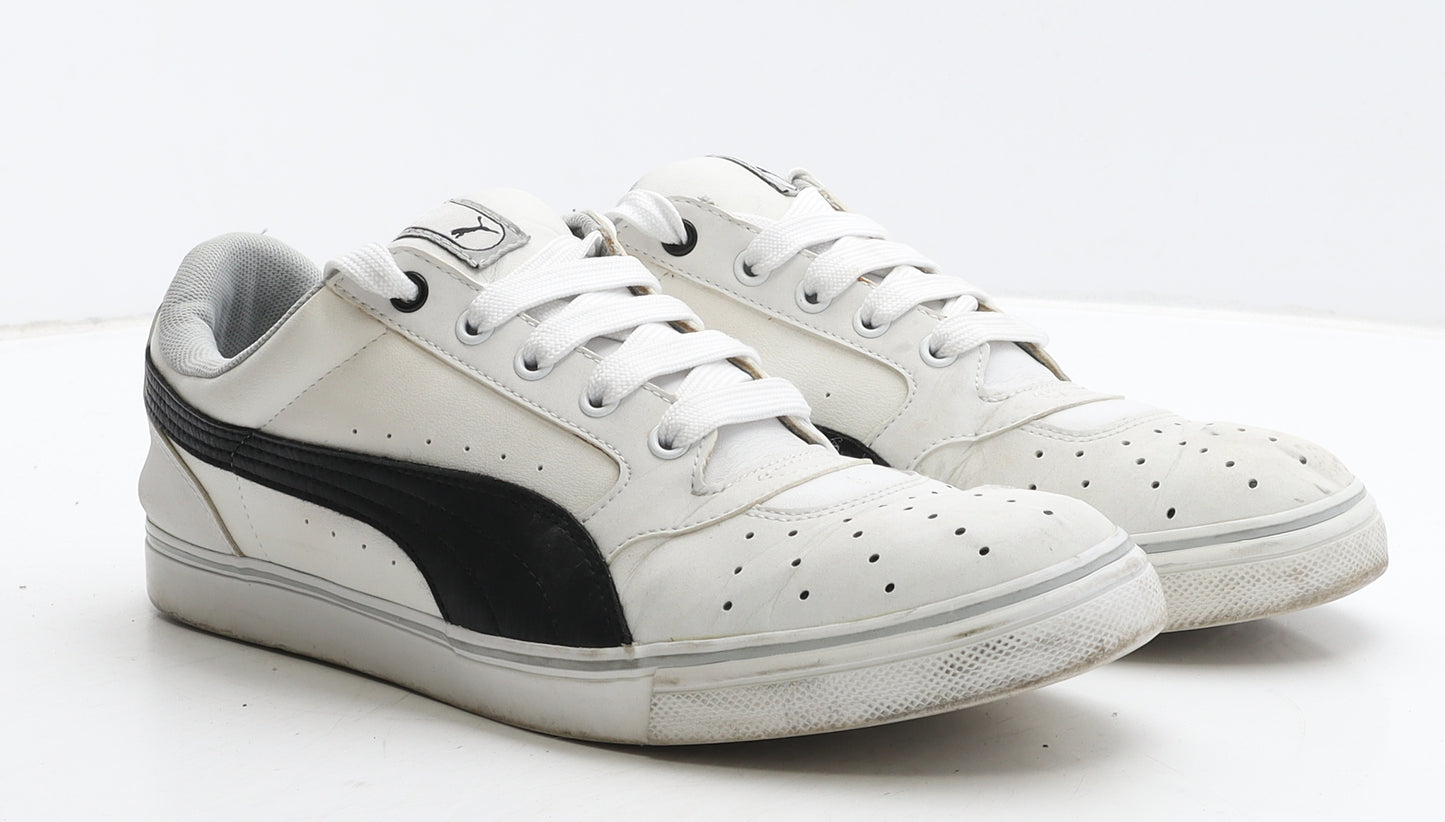 PUMA Mens White Geometric Leather Trainer UK 9.5 44