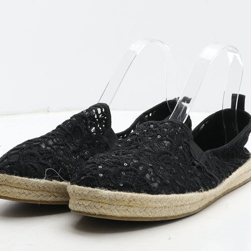 Primark Womens Black Floral Synthetic Moccasin Flat UK 8 41