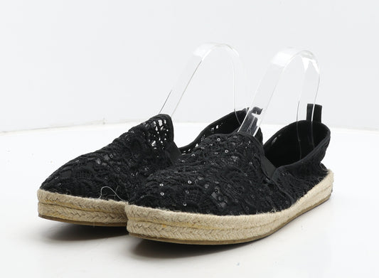 Primark Womens Black Floral Synthetic Moccasin Flat UK 8 41