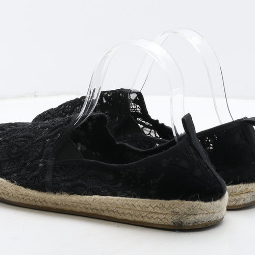 Primark Womens Black Floral Synthetic Moccasin Flat UK 8 41