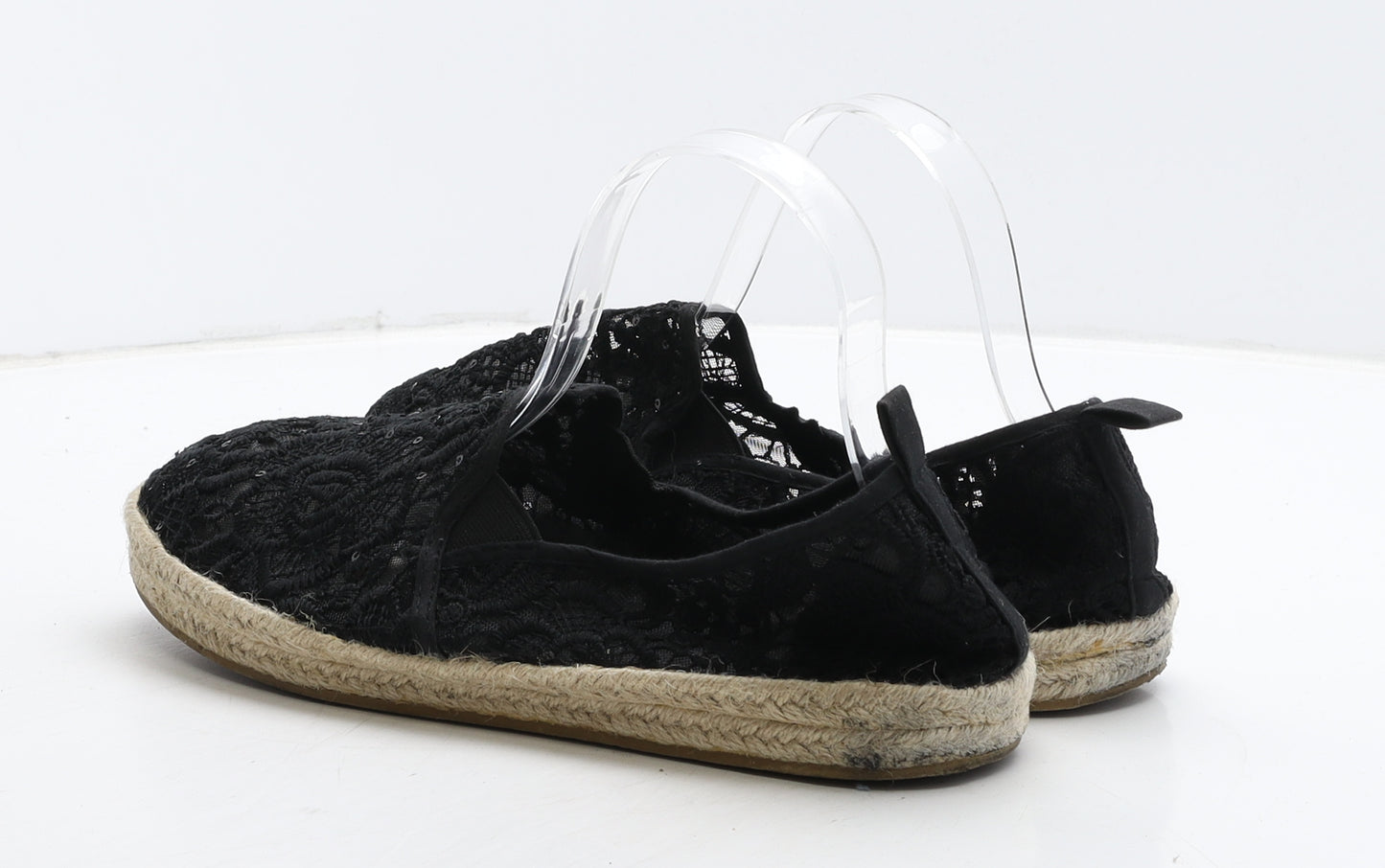 Primark Womens Black Floral Synthetic Moccasin Flat UK 8 41