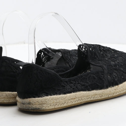 Primark Womens Black Floral Synthetic Moccasin Flat UK 8 41