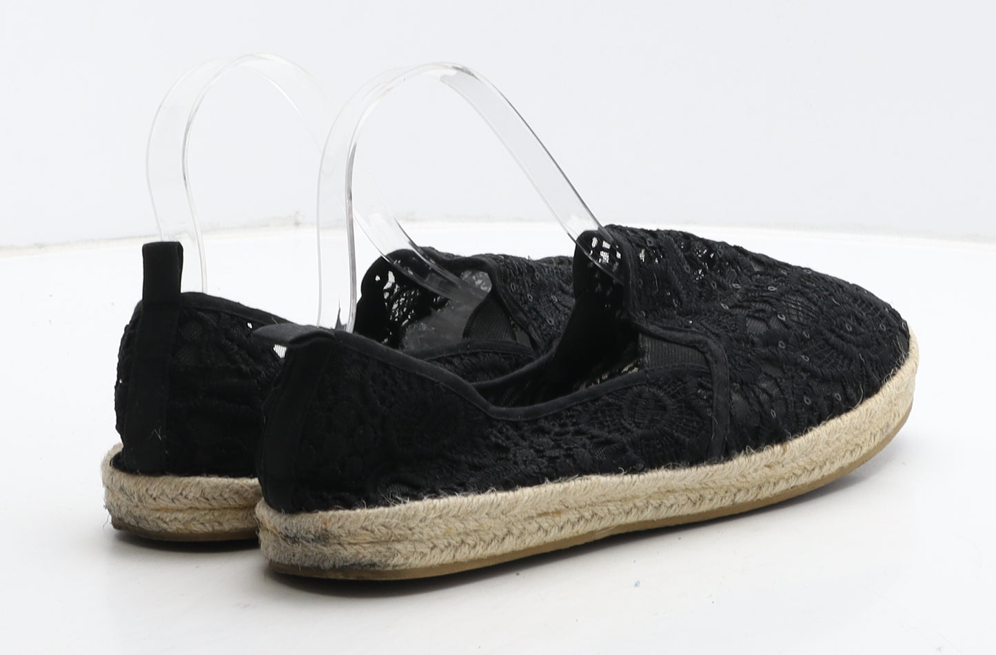 Primark Womens Black Floral Synthetic Moccasin Flat UK 8 41