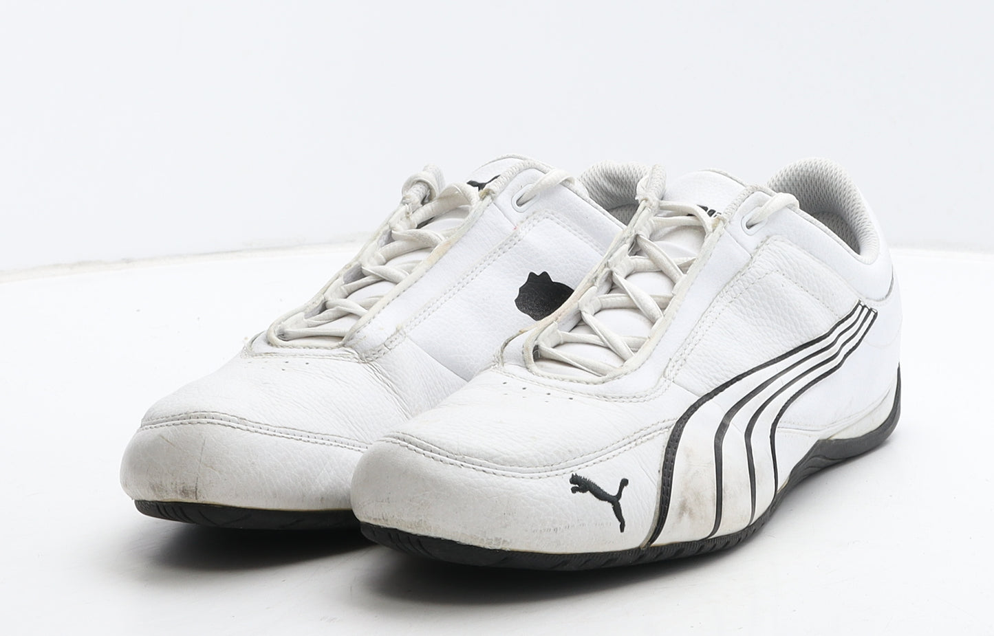PUMA Mens White Geometric Leather Trainer UK 9.5 44