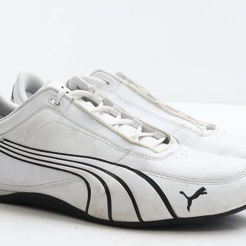 PUMA Mens White Geometric Leather Trainer UK 9.5 44