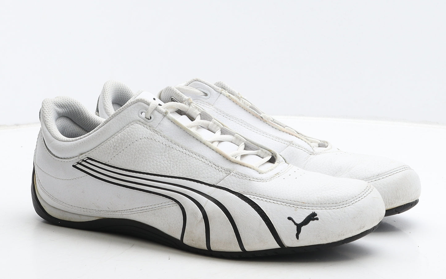 PUMA Mens White Geometric Leather Trainer UK 9.5 44